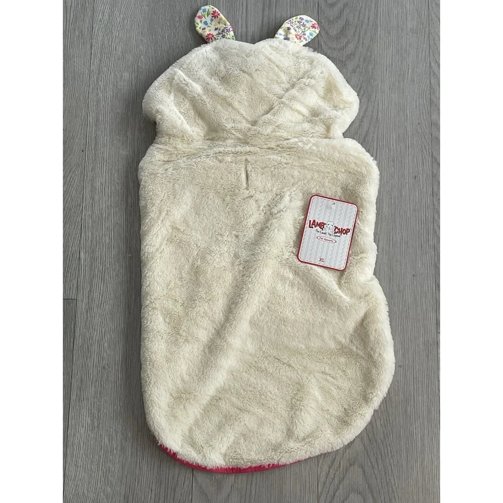 NEW READ Cute Lamb Chop‎ w/ Bunny Ears Fluffy Dog Costume & Squeak Toy - Size XL